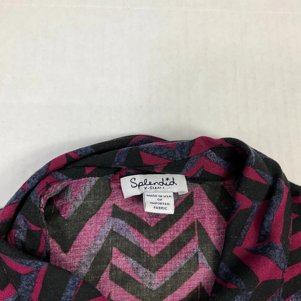 Camisa feminina esplêndida com botão frontal estampada manga longa gola redonda XS - Imagem 4 de 4