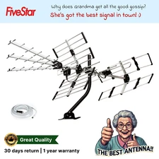 Yagi Outdoor Antenna 24 Elements 4K Long Range Crystal Clear UHF VHF ATSC 3 2025