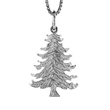 Sterling Silver Christmas Tree Pendant / Charm, Italian Box Chain