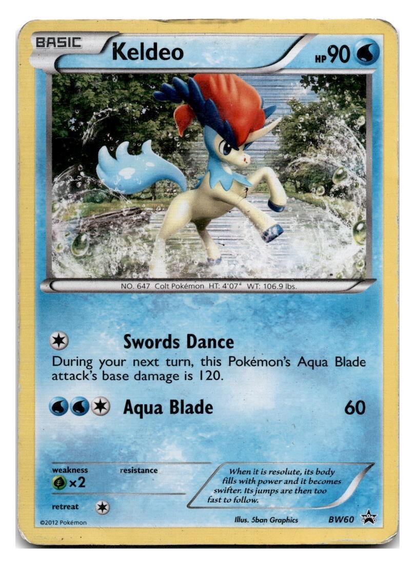 Pokemon KELDEO Card (BW) BLACK STAR PROMO BW60 Black and White Holo
