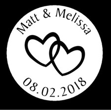 Personalised Wedding Heart Favours Stickers Labels Envelope Seals