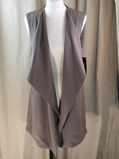 Dl Medium Mocha Open Front Belted Long Vest, New With Tags
