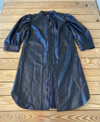 Gap NWT $89.95 Womens Faux leather Button Front dress size XS Black Sf2 | eBay Gap NWT $89.95 Womens Faux leather Button Front dress size XS Black Sf2 | eBay