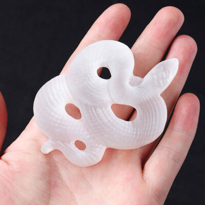 1/2Pcs 3'' Natural Selenite Snake Skull Carved Quartz Crystal Skull Reiki Healing