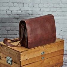 Borsa a tracolla da uomo vintage in vera pelle grassa messenger per laptop bo...