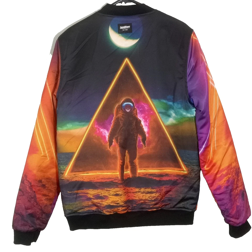 Fresh Hoods Bomber Jacket Size S | ‘Awe & Wonder’ Graphic | Urban Streetwear Zip - image 2 of 4