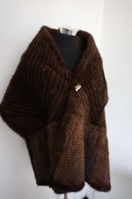 Knit 100 real mink fur scarf fur premium quality cape 170 40 cm brown neck wrap
