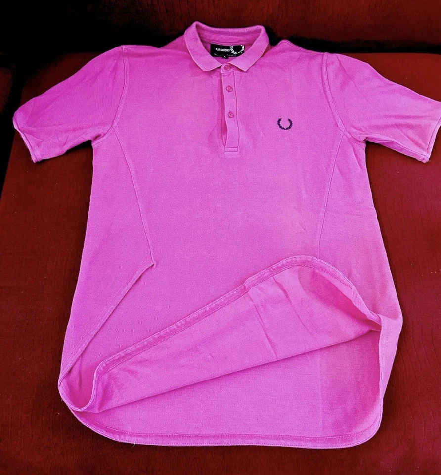 Limited Edition Raf Simons X Fred Perry Polo Shirt Shocking Pink Size LARGE - Image 2 of 4