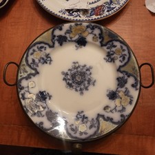 VINTAGE Flow Blue Plate & Warming Pan