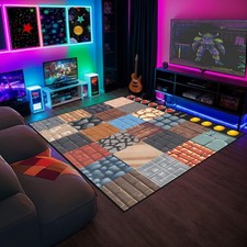 Game Rug Kids Area Rugs for Bedroom - Cool Plaid Game Room Rug for Kids Teen ...