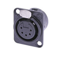 Neutrik NC5FD-L-B-1 5-Pin XLR Female Chassis Connector, Black/Gold Contacts