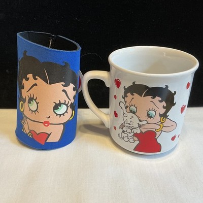 Lot of 2 BETTY  BOOP Collectibles Ceramic Mug & Can Cozy  - New !   (B108)