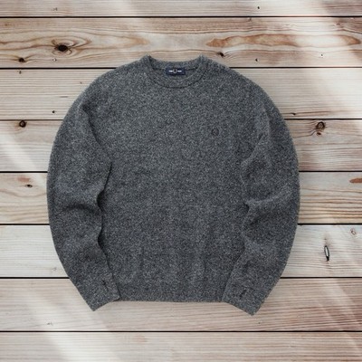Fred Perry Boucle Crew Sweatshirt Pullover Pulli Navy & Light Ice XXL UVP 150£
