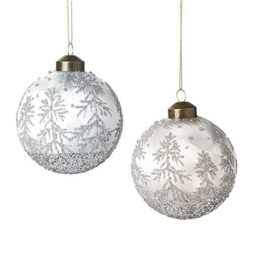 Clear Glitter Snow Scene Bauble 8cm - 2 Assorted 1 Sent