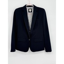 A New Day Womens Navy Blue Single Button Tailored Blazer Jacket Sz 2