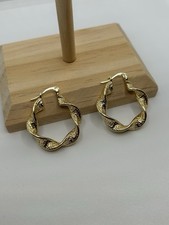 Premium 30mm gedrehte & gemusterte Creolen 9K Gold XP echt goldfarben A***