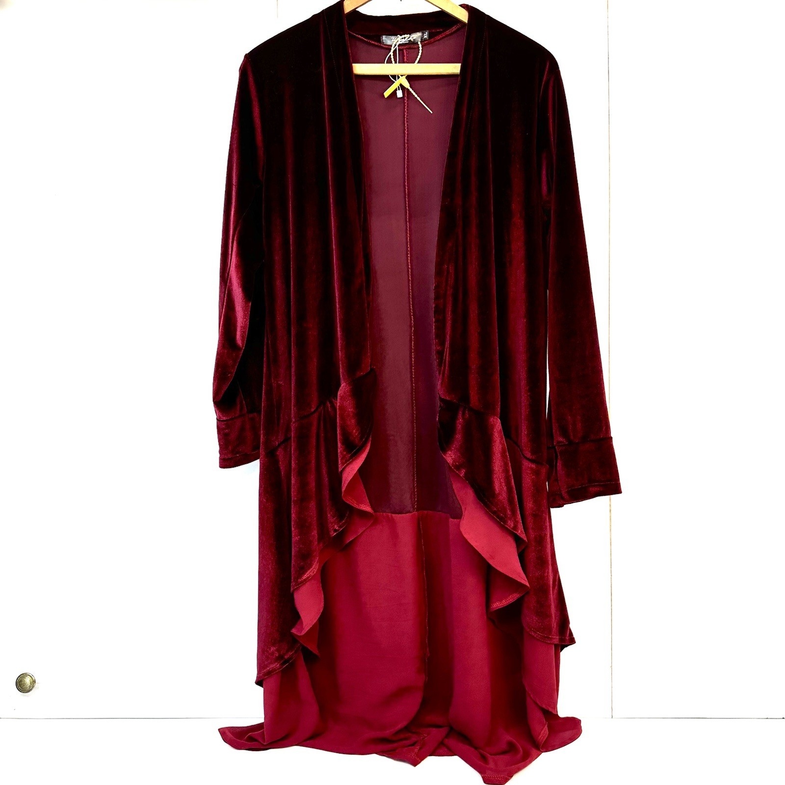 Urban Coco Velvet Duster Open Front Long High Low Witchy Romantic Goth XL READ image 4