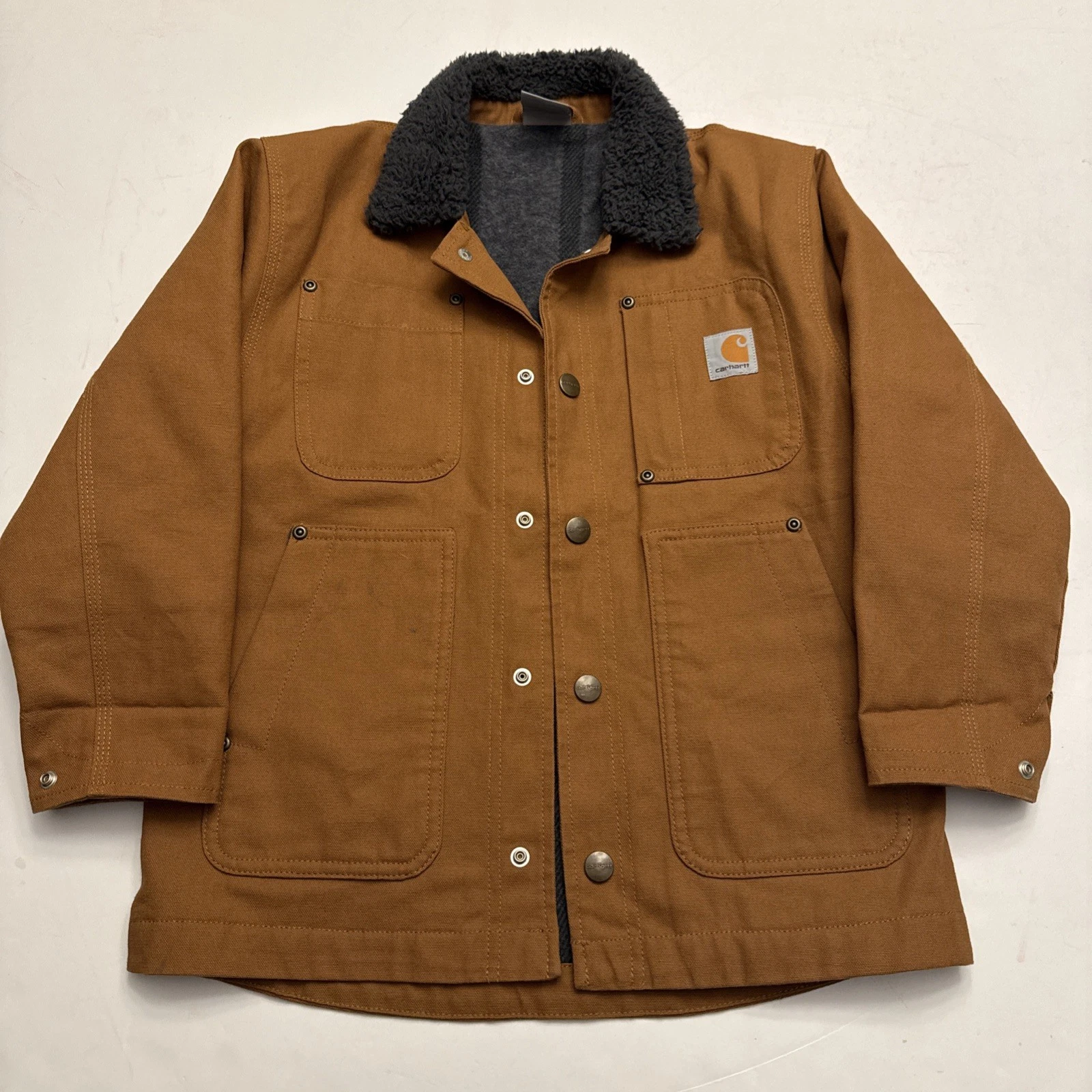 Carhartt Blanket Lined Barn Chore Coat Jacket Youth Boys S (7/8) Tan/Brown