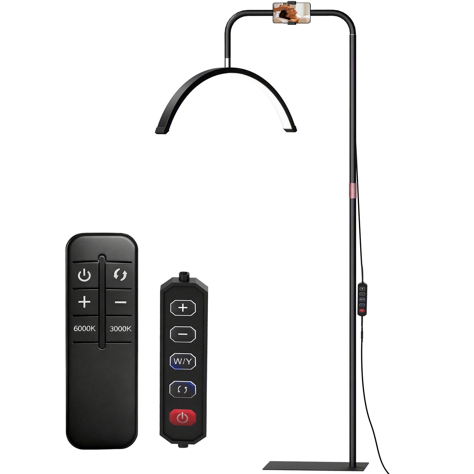 Lampada Da Terra Led A Mezzaluna Rotante 350°, Lampada Da Salotto Dimmerabile 36