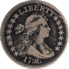 1796 Bust Quarter PCGS F15 Key Date Nice Eye Appeal Nice Strike