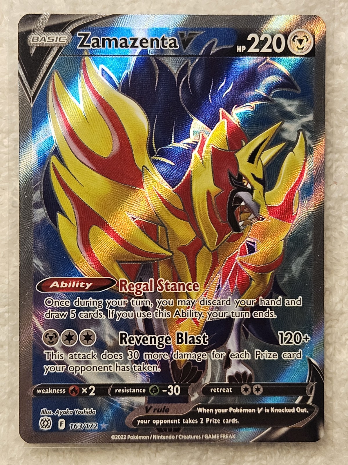 Pokémon Zamazenta V 163/172 Full Art Sword & Shield Brilliant Stars English NM/M