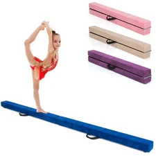 8 ' Folding Gymnastic Beam w/Anti-slip Base Pine Wood Frame Carrying Handle