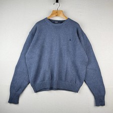 90  s Vintage Polo Ralph Lauren Knit Sweater Men  s 2XL Blue Cotton Crew Neck