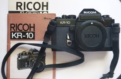 RICOH KR-10 35mm black camera body. Pentax PK mount. WORKING.