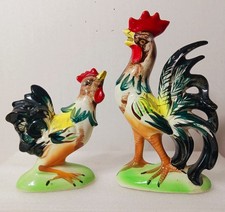 2 Vtg Chicken HEN & ROOSTER Ceramic Figurine ...