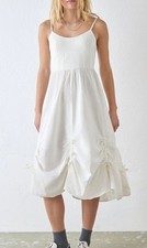 Urban Outfitters White Rosie Balloon Ruched Midi Dress Size Large