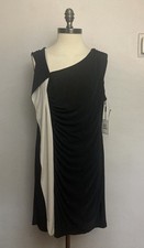 Calvin Klein Black dress Ruching Ruffle 14 NWT