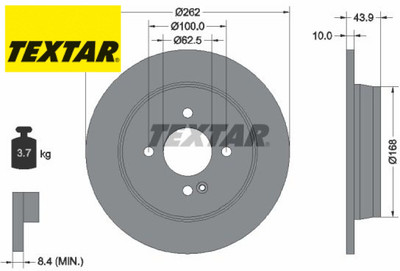 2x Bremsscheibe TEXTAR 92242203 2 Bremsscheiben Hinterachse Hinten
