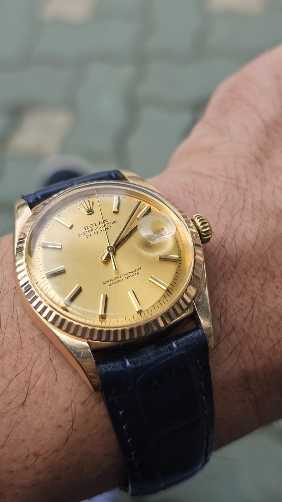 Vintage Rolex Datejust 1601 Men's Automatic Watch in Custom Gold Case