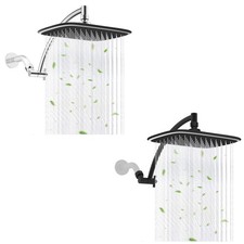 Rain Shower Head with 12" Shower Head Extension Arm Fixed Showerhead Adjustable