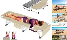 3 in 1 Sun Tanning Chair Beige upgrade Sun Lounger Oversized Tanning Chair