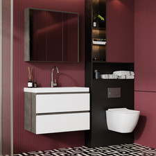 Badmöbel-Set | Unterschrank 60/80 cm | Spiegel & Waschbecken Badezimmerschränke