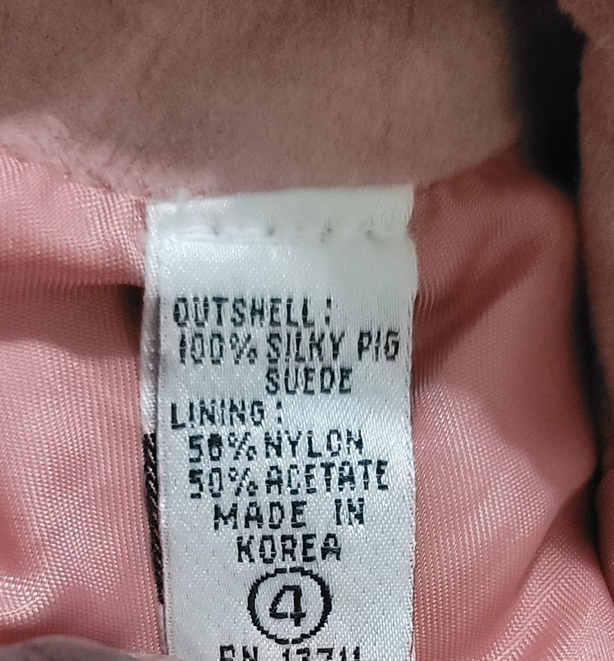 Vtg Evan Davies Women's Pink Suede Button Front Collarless Jacket Size 4   - Image 3 of 4