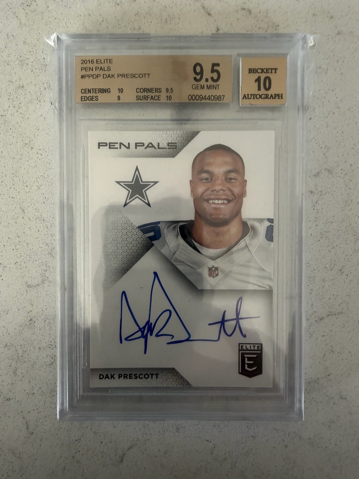 2016 Elite Pen Pals Dak Prescott Auto RC BGS 9.5 W/10 Auto