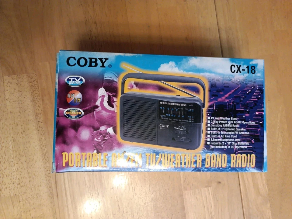 Coby Portable AM/FM TV/Weather Band Radio CX-18 Dual Power Built-in Speaker NIB - Image 3 of 4