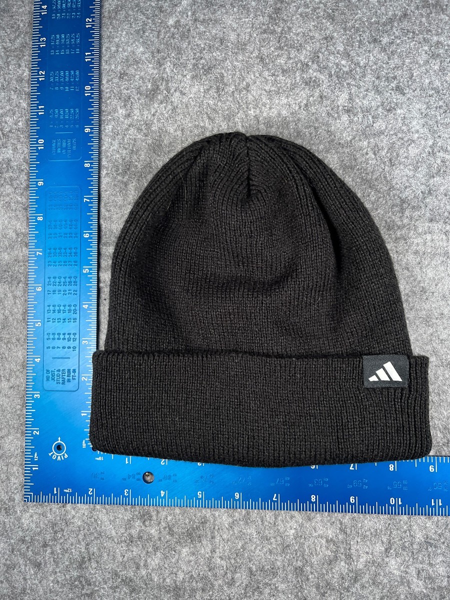 Adidas Beanie Toque Adult One Size Black Knit 100% Acrylic Logo