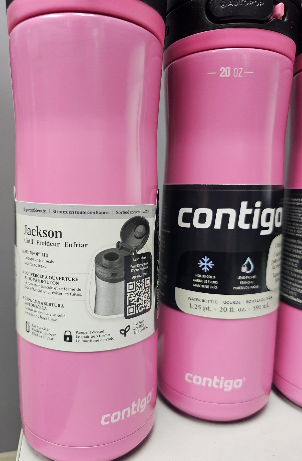4x CONTIGO PINK Jackson Chill 2.0 Vacuum-Insulated Stainless Steel Water Bottle