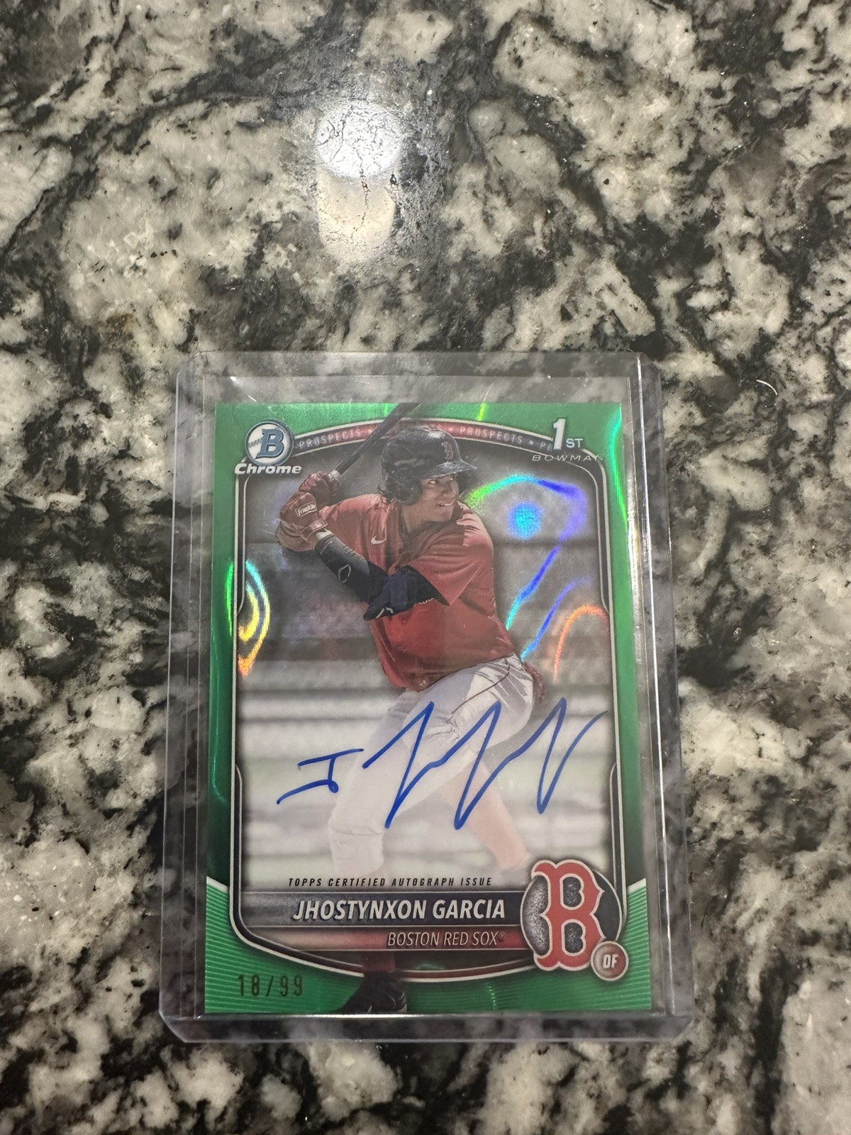 2025 Bowman Chrome Jhostynxon Garcia Auto /99 Green Lava 1st #CPA-JGA - RCO3