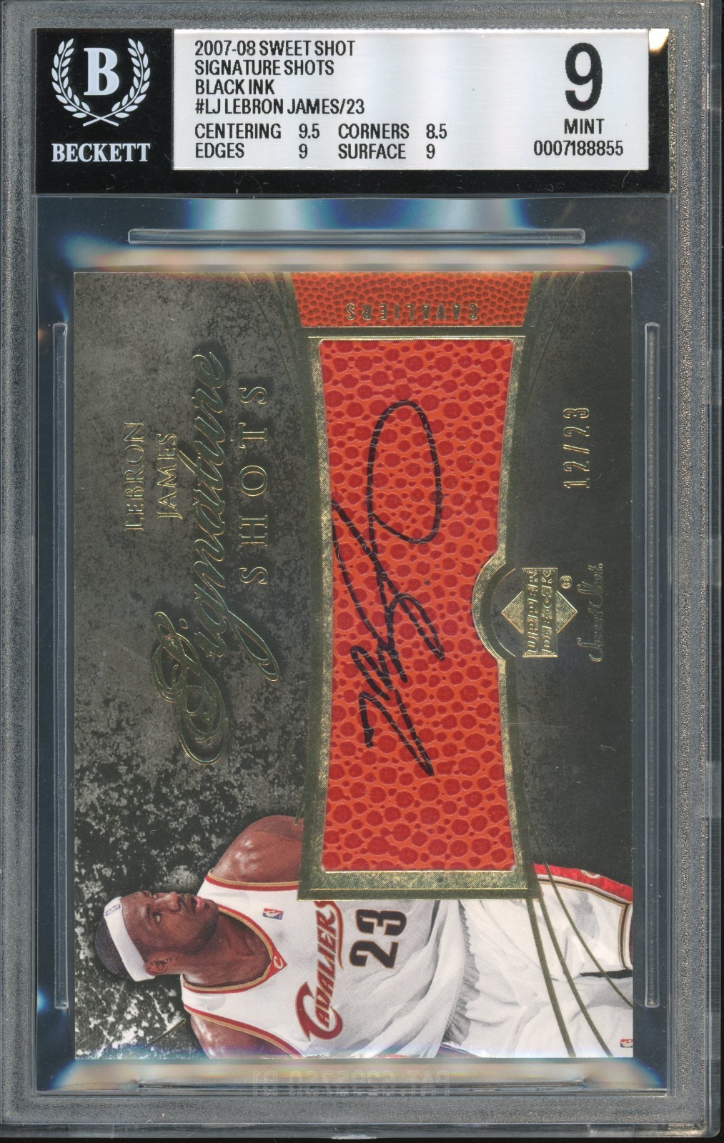 2007-08 Sweet Shot Signature Shots Black Ink LeBron James /23 BGS 9 AUTO 9 POP 2