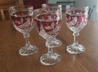 4 Vintage Hofbauer Ruby Red Byrdes Amaris German Crystal Goblets NEW — photo 1