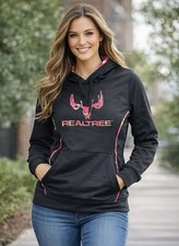 Realtree by Cottonwood Canyon Women s Hoodie Small Black Pink Camo Logo Pullover
