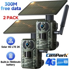 2*Solar 4G LTE Cellular Trail Camera 15MP 2K Wildlife Hunting Built in 78000mAh