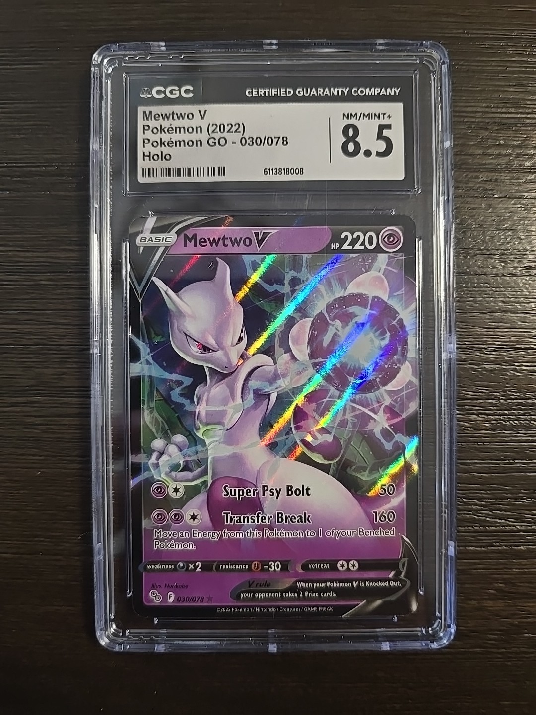 Pokémon TCG Mewtwo v Full Art Ultra Rare Holo Card 030/078 Pokemon Go