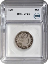 1902 Barber Quarter 25C ICG VF25 Very Fine