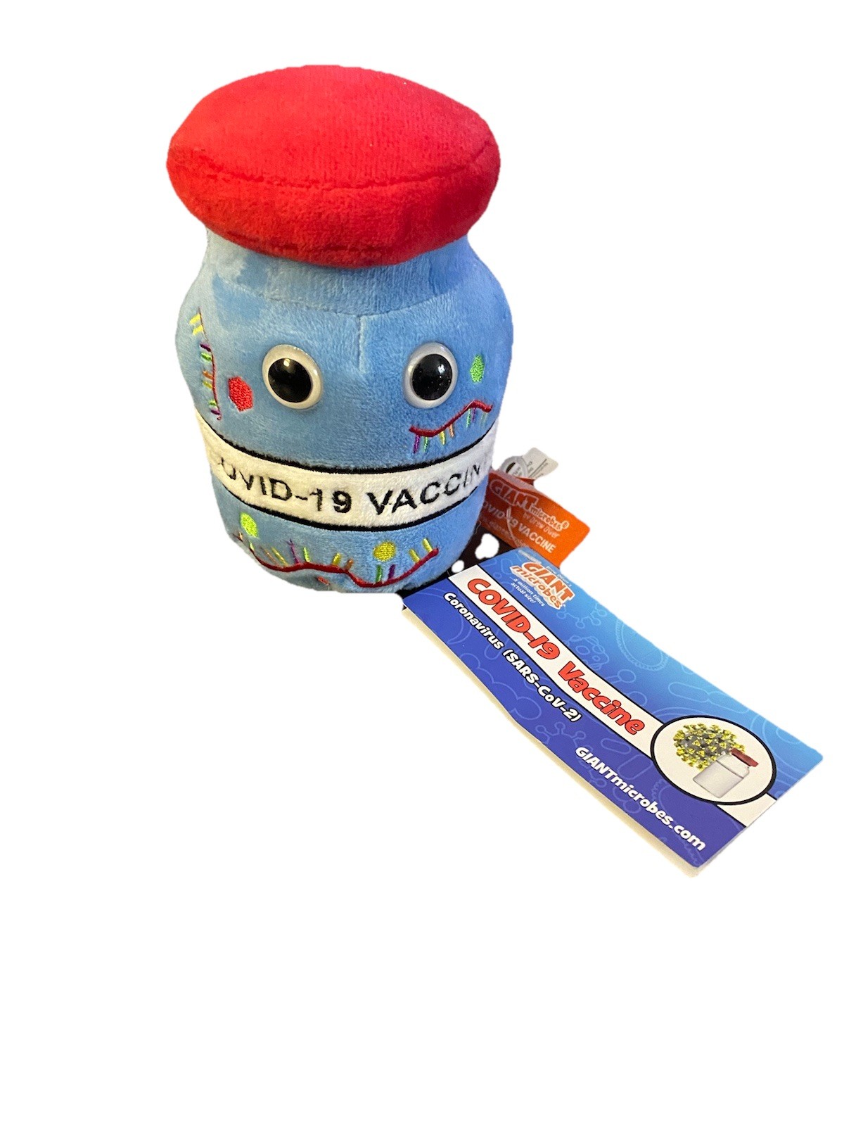 Covid-19 Vaccine Vial Plush Stuffed Toy Figure Giant Microbes Blue 6&Quot;