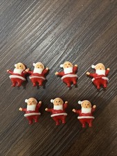 Lot Of 7 Vintage Mini Celluloid Dancing SANTA S Ornaments Figures Christmas 1